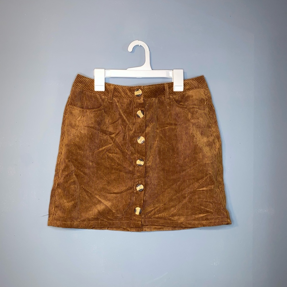Brown Corduroy Button Down Skirt | Women’s Size Medium